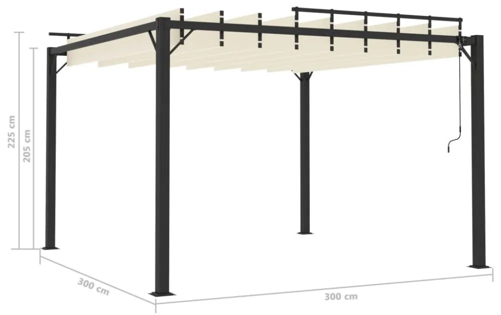 krémszínű szövet és alumínium pavilon lamellás tetővel 3 x 3 m