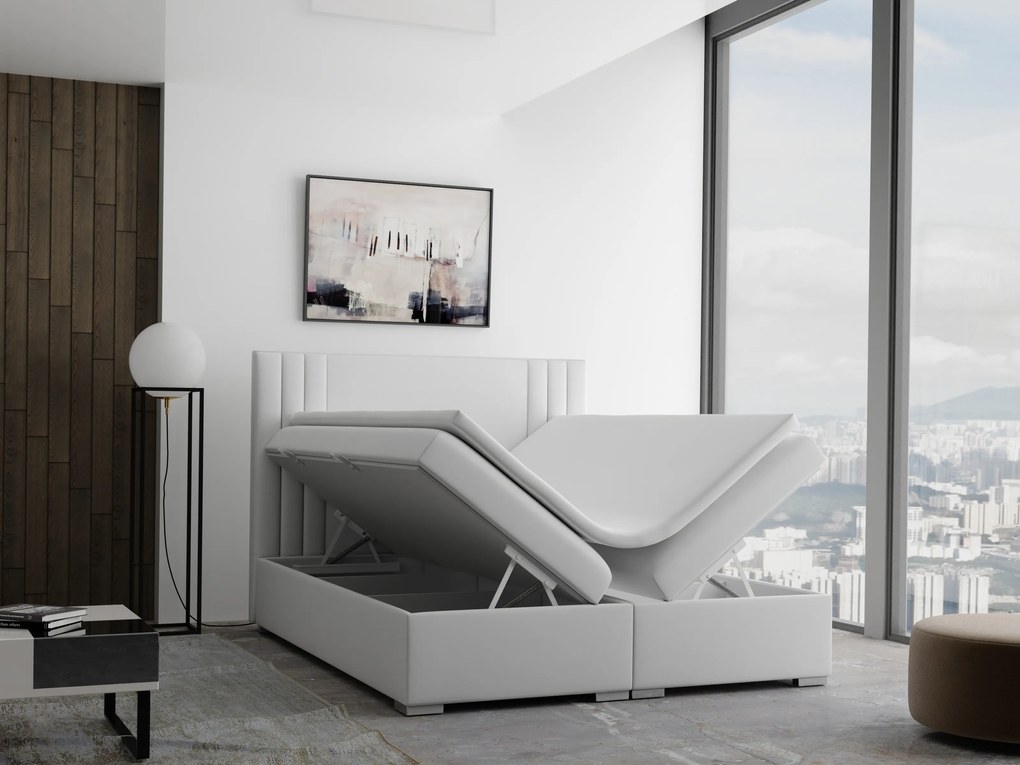 Franciaágy Boxspring 180 cm Morcano (krém) (tárolóhellyel). 1020331