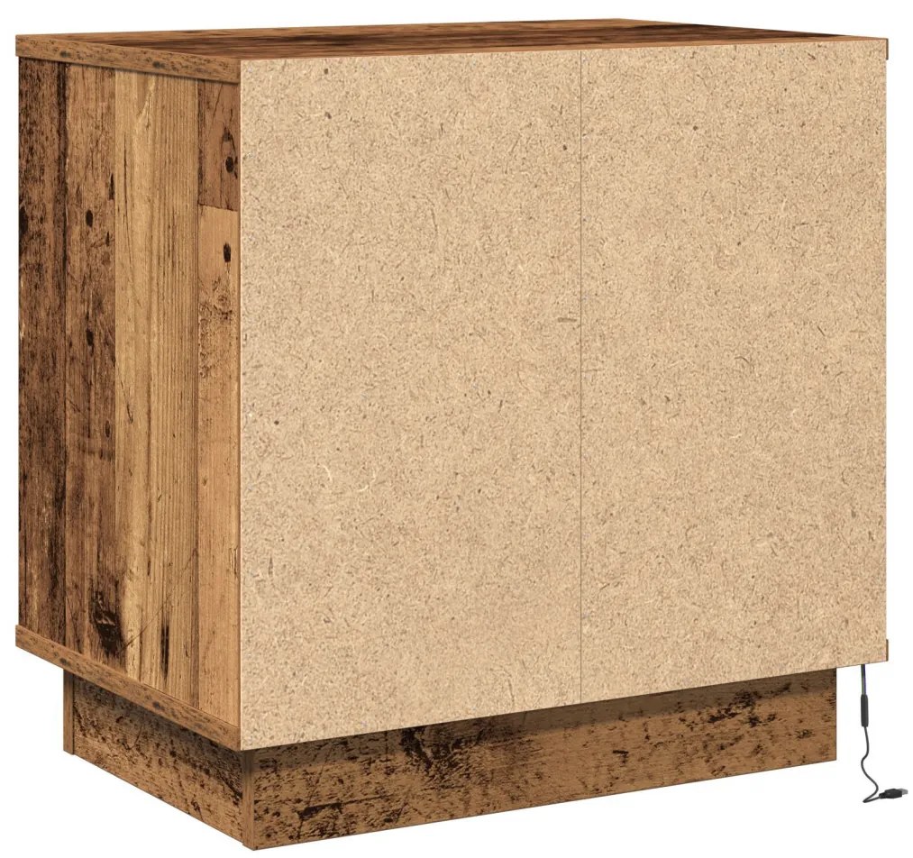 éjjeli szekrény LED lámpákkal 2 db Régi Fa 50x34,5x50 cm