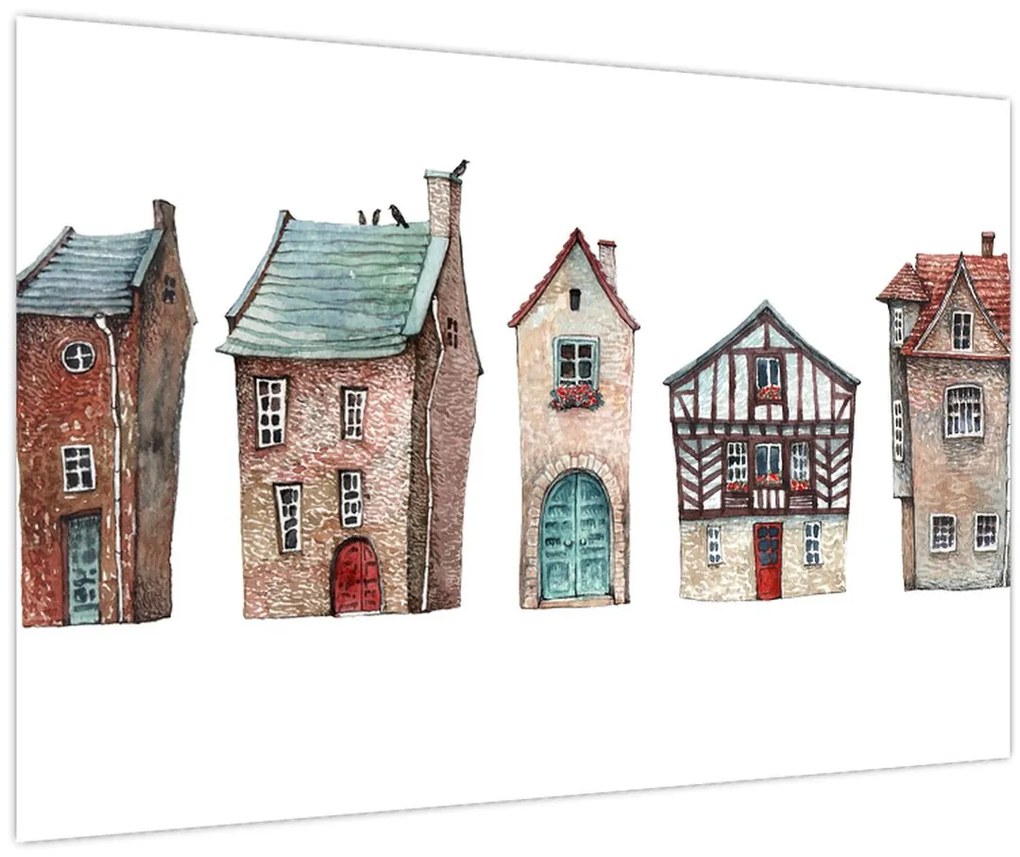 Kép - Akvarell házak (90x60 cm)