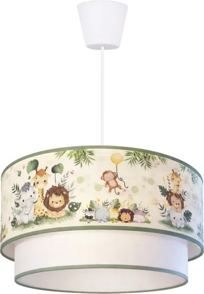 Brilagi-LED Gyerek csillár kábelen BOBO 1xE27/60W/230V Ø40 cm krém/zöld/dzsungel
