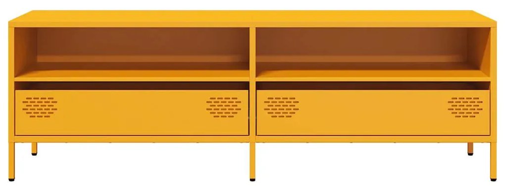 mustársárga hidegen hengerelt acél TV-szekrény 135x39x43,5 cm