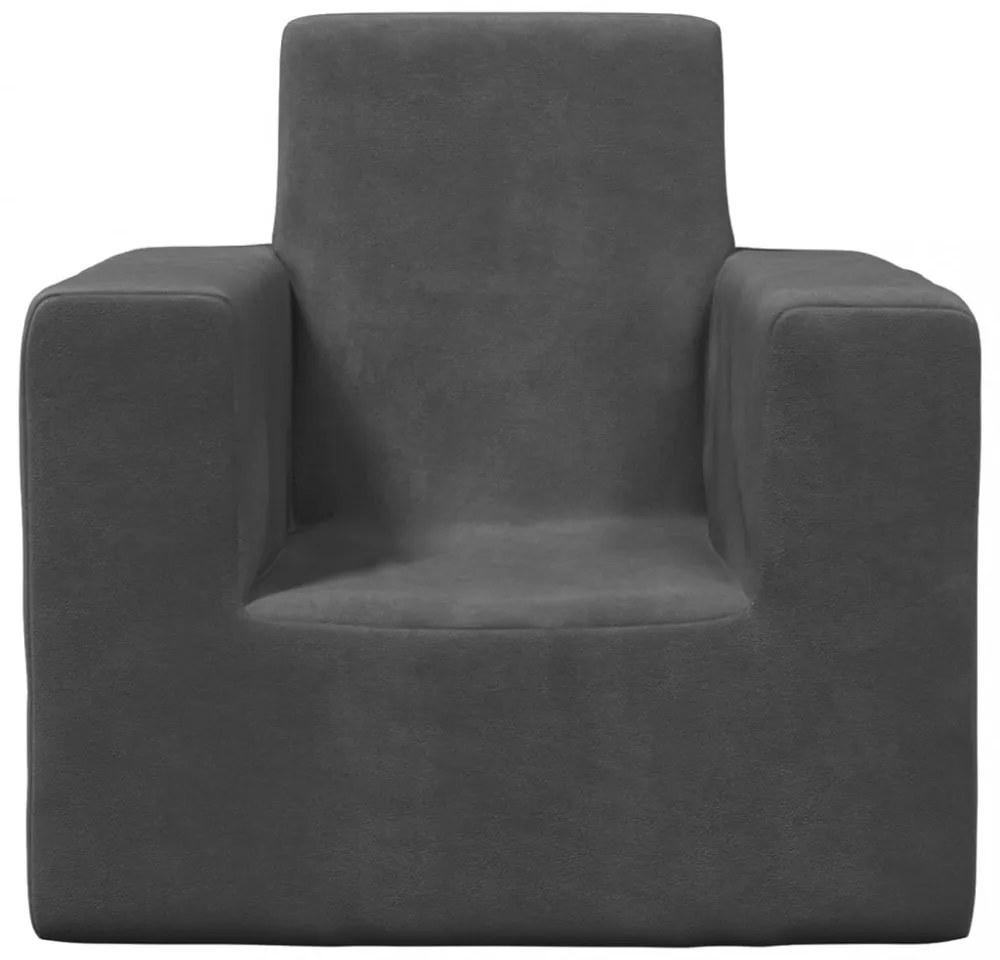 antracitszürke puha plüss gyerekkanapé