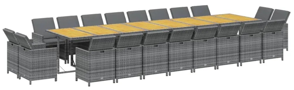 21 részes szürke polyrattan kerti étkezőgarnitúra párnákkal
