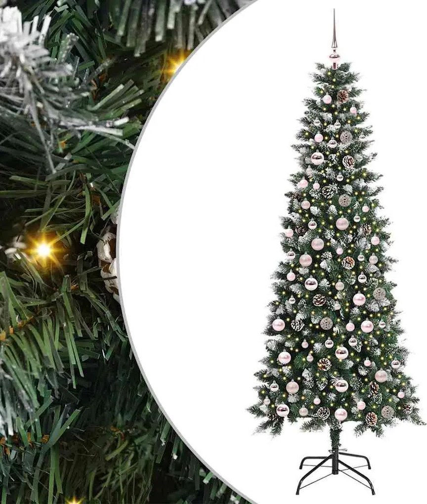 vidaXL Mű karácsonyfa 300 LED-del Zöld 210 cm PVC és Műanyag és Acél