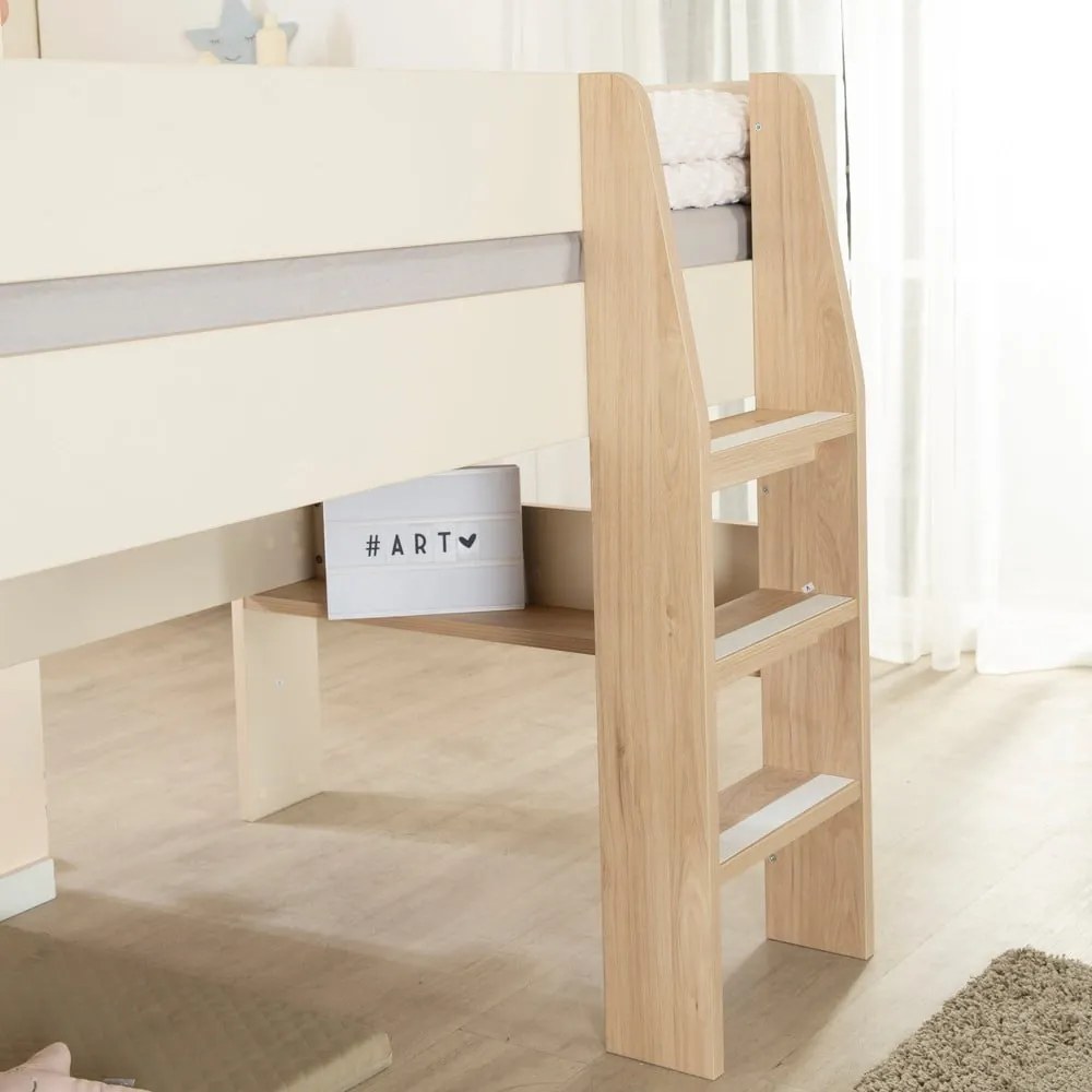 Bézs galéria gyerekágy ágyrács nélkül 90x200 cm Loft – Roba