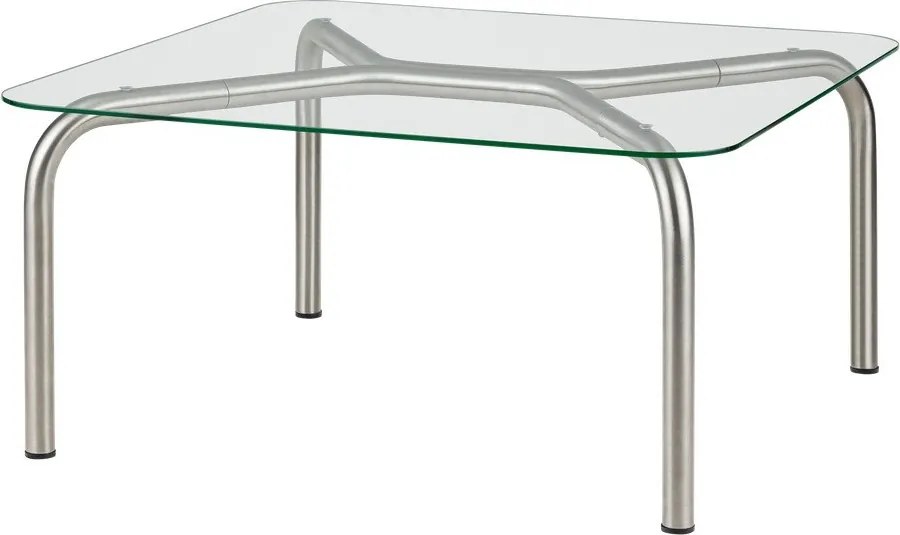 Ezüstszínű dohányzóasztal üveg asztallappal 60x80 cm Uku – noo.ma