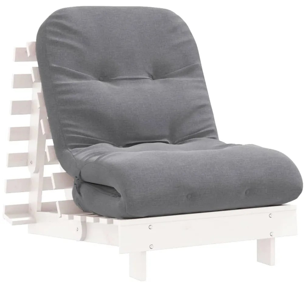 fehér tömör fenyőfa futon kanapéágy matraccal 70 x 206 x 11 cm