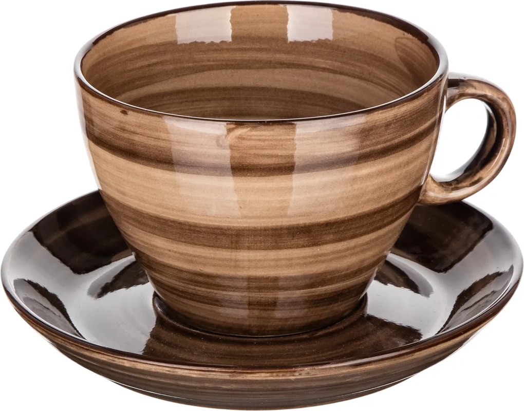 Banquet PALAS csésze csészealjjal, 290 ml, barna