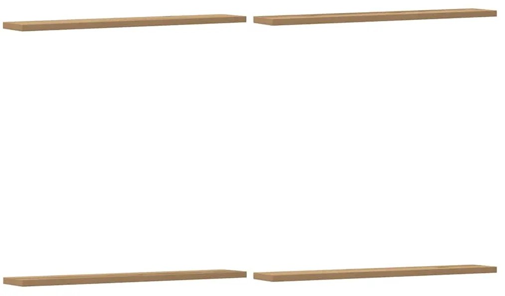 4 db kézműves tölgy színű szerelt fa fali polc 60 x 20 x 1,5 cm