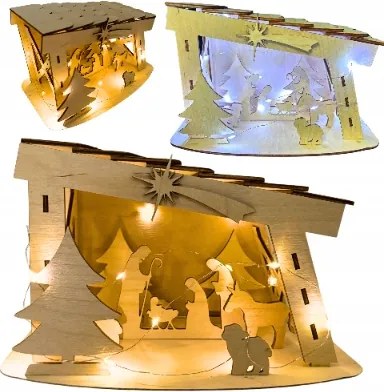 Karácsonyi Betlehem Fa Betlehem Istálló Mécsesekkel Álló Dísz 22CM