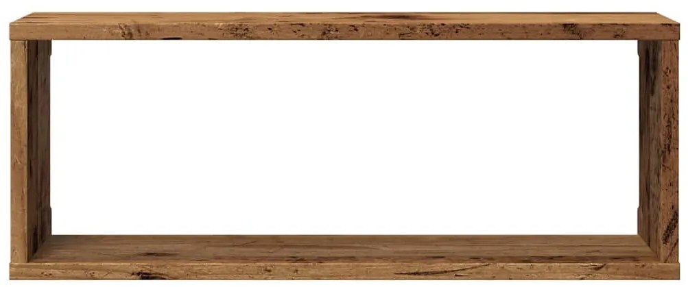 4 db antik fa színű szerelt fa fali kockapolc 60 x 15 x 23 cm