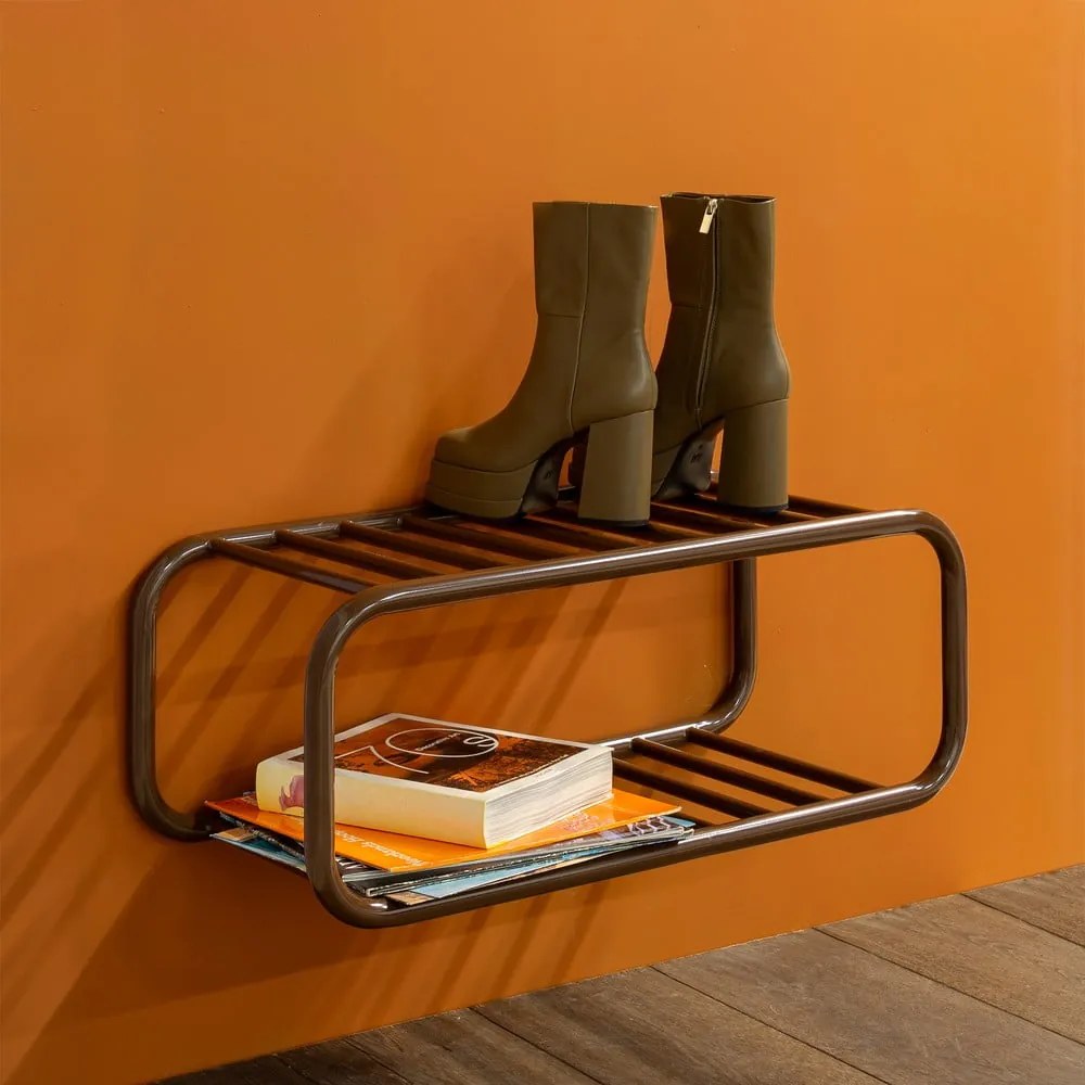 Sötétbarna fém függő cipőtartó 72x28x35 cm Retro – Spinder Design