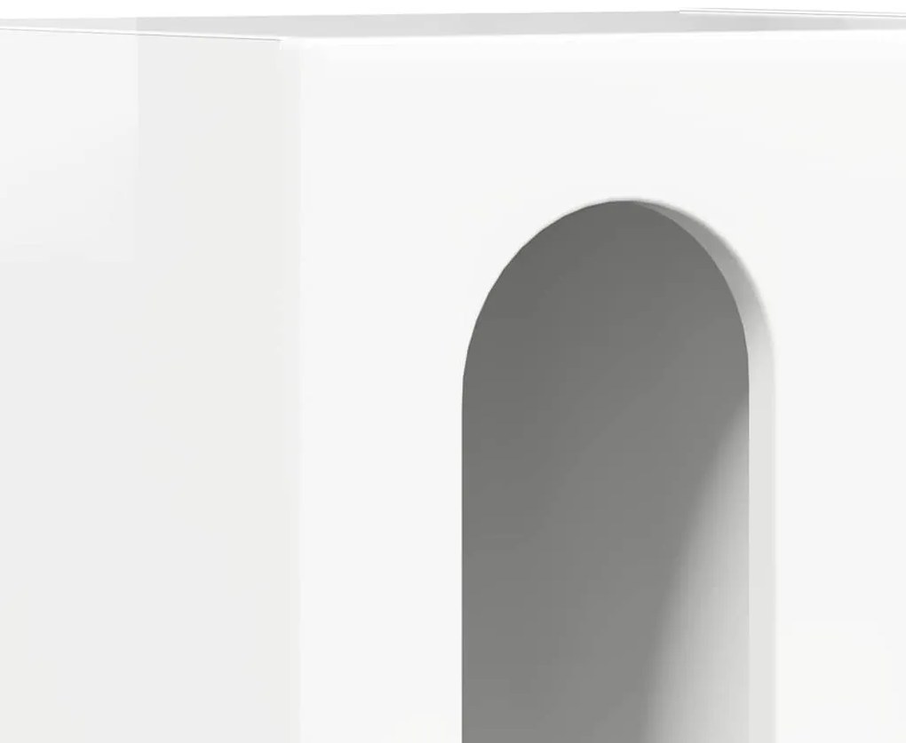 Éjjeli asztal 2 pcs Magas Fényű Fehér 40 x 35 x 50 cm Faanyag