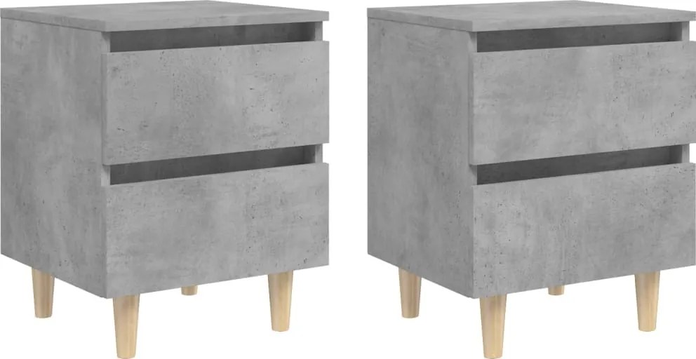 vidaXL 2 db betonszürke éjjeliszekrény tömör fenyő lábakkal 40x35x50cm