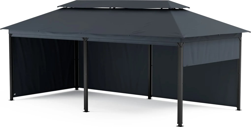 Blumfeldt Grandezza Cortina kerti pavilon 3x6 m, időjárásálló, porfestett, oldalsó redőnyök