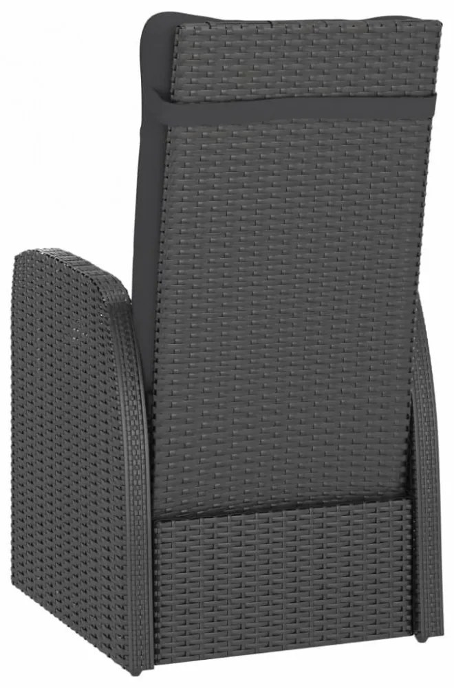 7 részes fekete polyrattan kültéri étkezőszett párnákkal