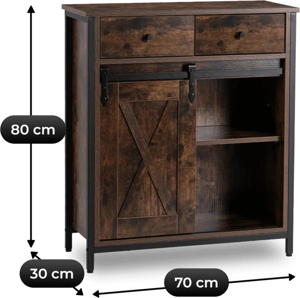 Komód 70 cm rusztikus tölgy/fekete – COLE