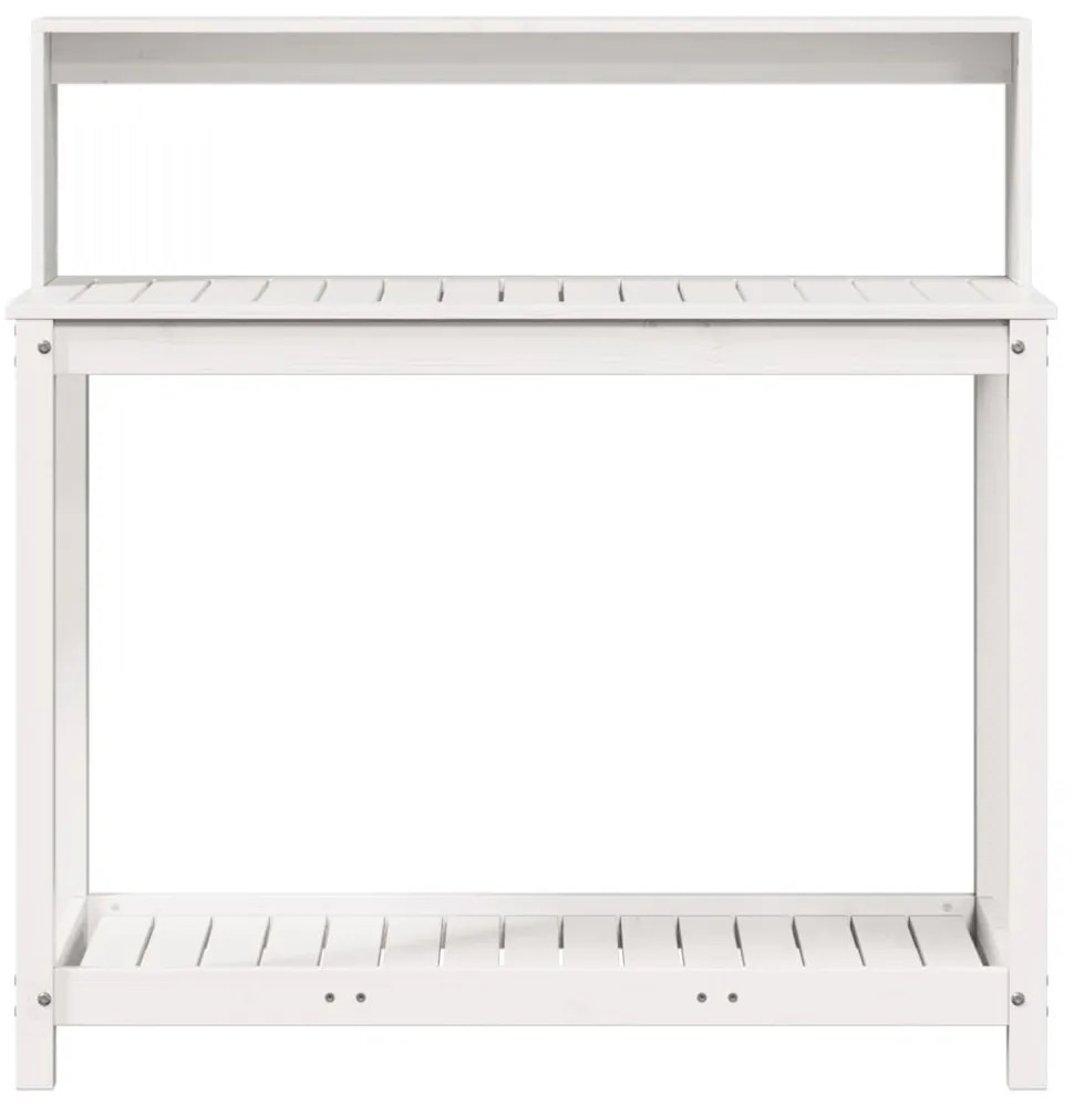 fehér tömör fenyőfa ültetőasztal polccal 108 x 50 x 109,5 cm