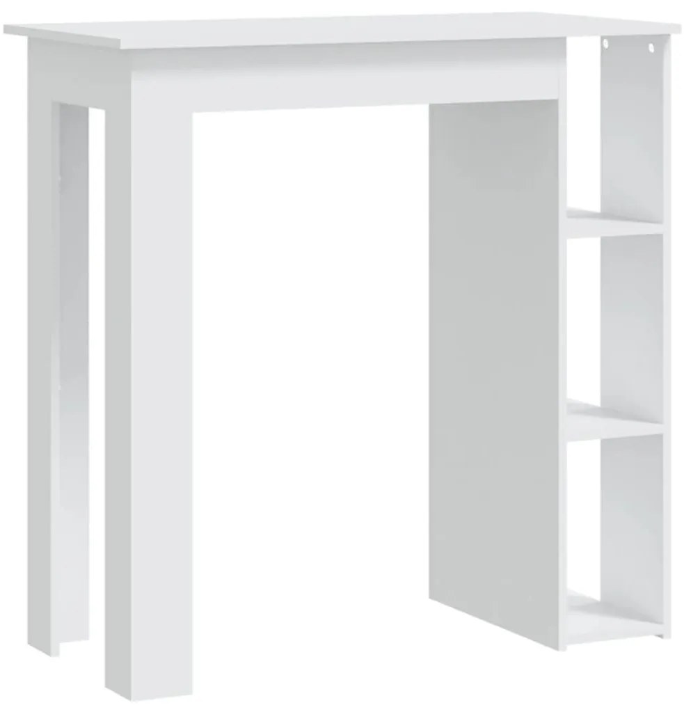 Fehér szerelt fa bárasztal polccal 102 x 50 x 103,5 cm