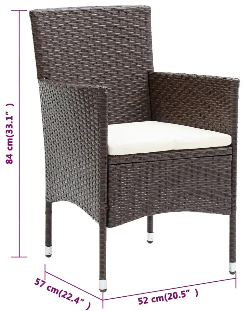2 db barna polyrattan kerti étkezőszék