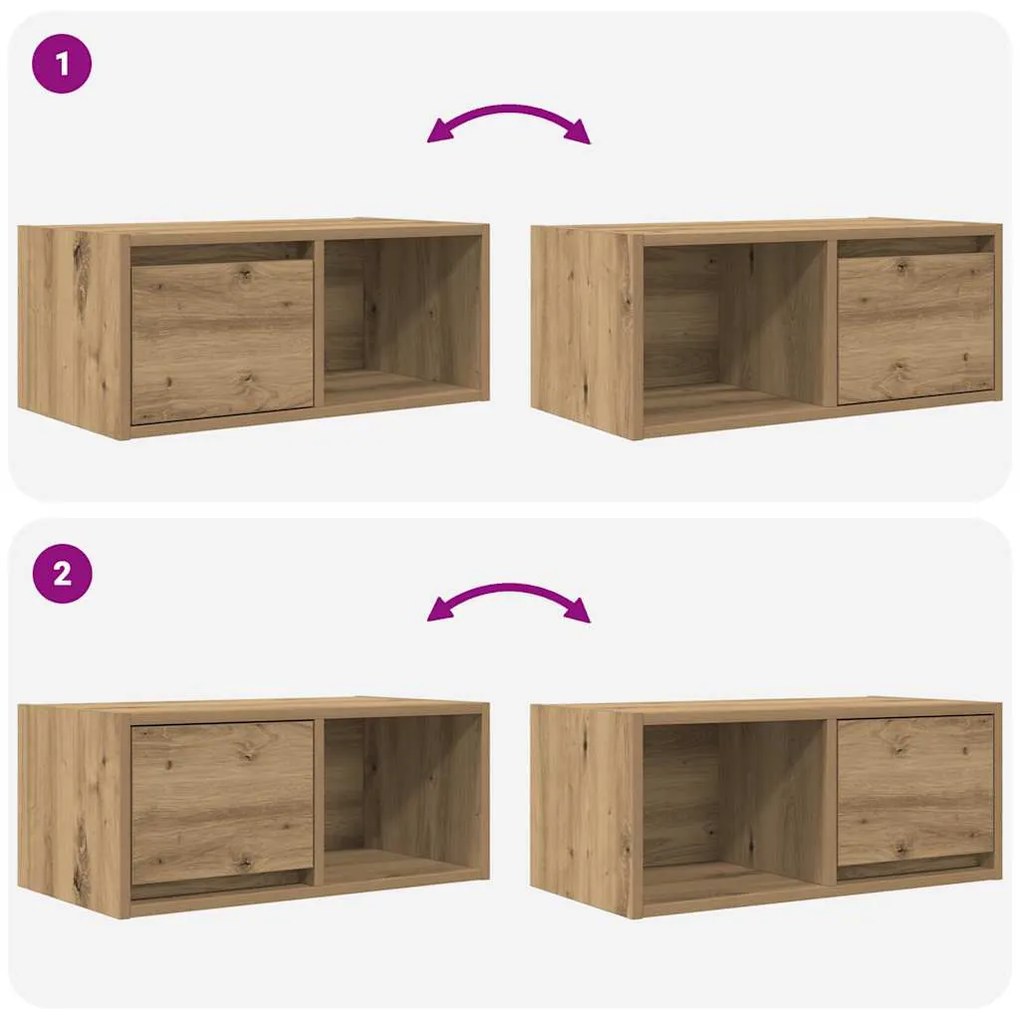 kézműves tölgy színű szerelt fa TV-szekrény 60x31x25,5 cm