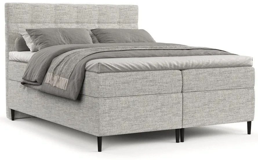Világosszürke ágyneműtartós boxspring ágy 140x200 cm Urbaneo – Maison de Rêve
