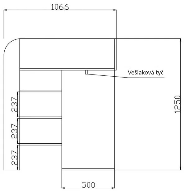 Kombinált gyerekágy 90 cm Kesa 1 (eton + matt fehér). 1085822