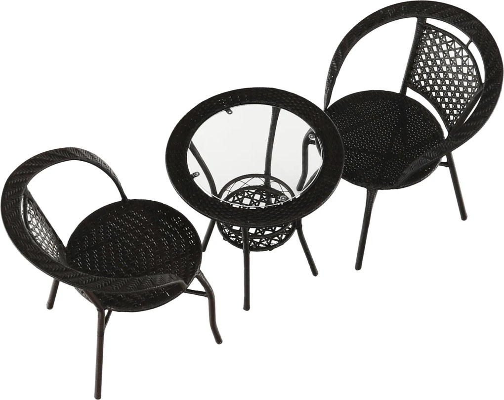 Kerti rattan szett 1+2, barna, LASAN