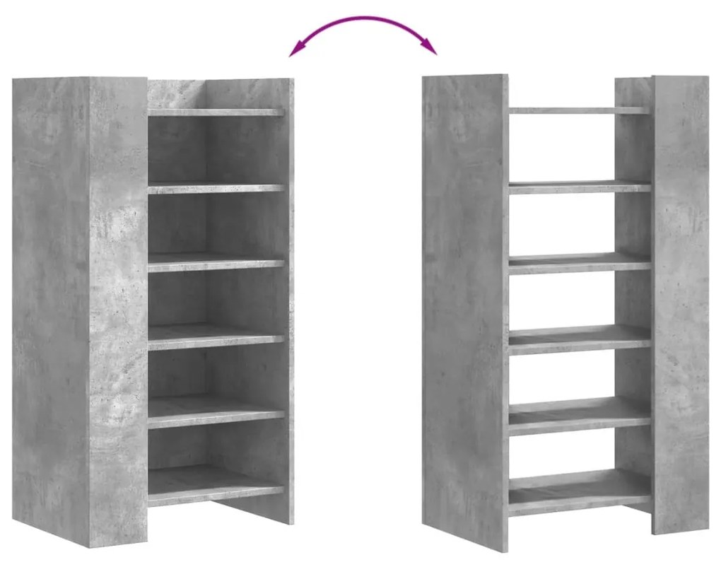 betonszürke szerelt fa cipősszekrény 52 x 37,5 x 100 cm