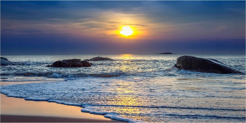 Fotó üveg kép Naplemente tenger 140x70