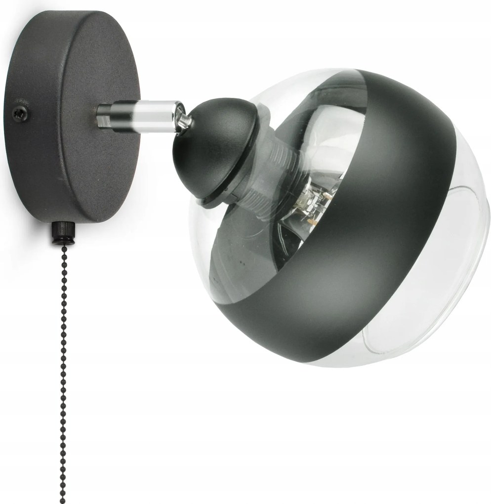 Fali lámpa Fekete üveg gömb fekete Belt KGW1 Led E27
