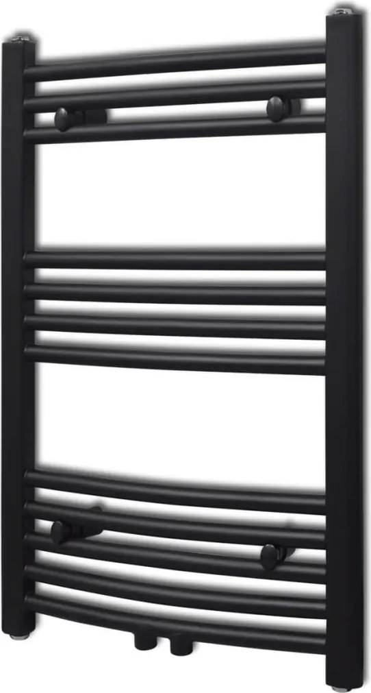 vidaXL Fekete fürdőszobai íves törölközőtartó központi fűtéssel 500x764 mm