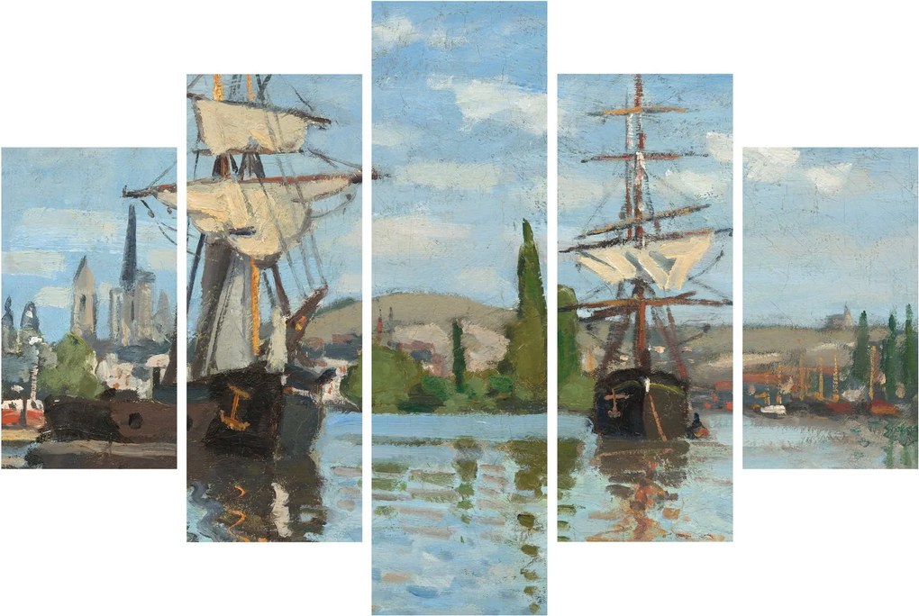 Kép - Claude Monet, Ships Riding on the Seine at Rouen, reprodukciók (150x105 cm)