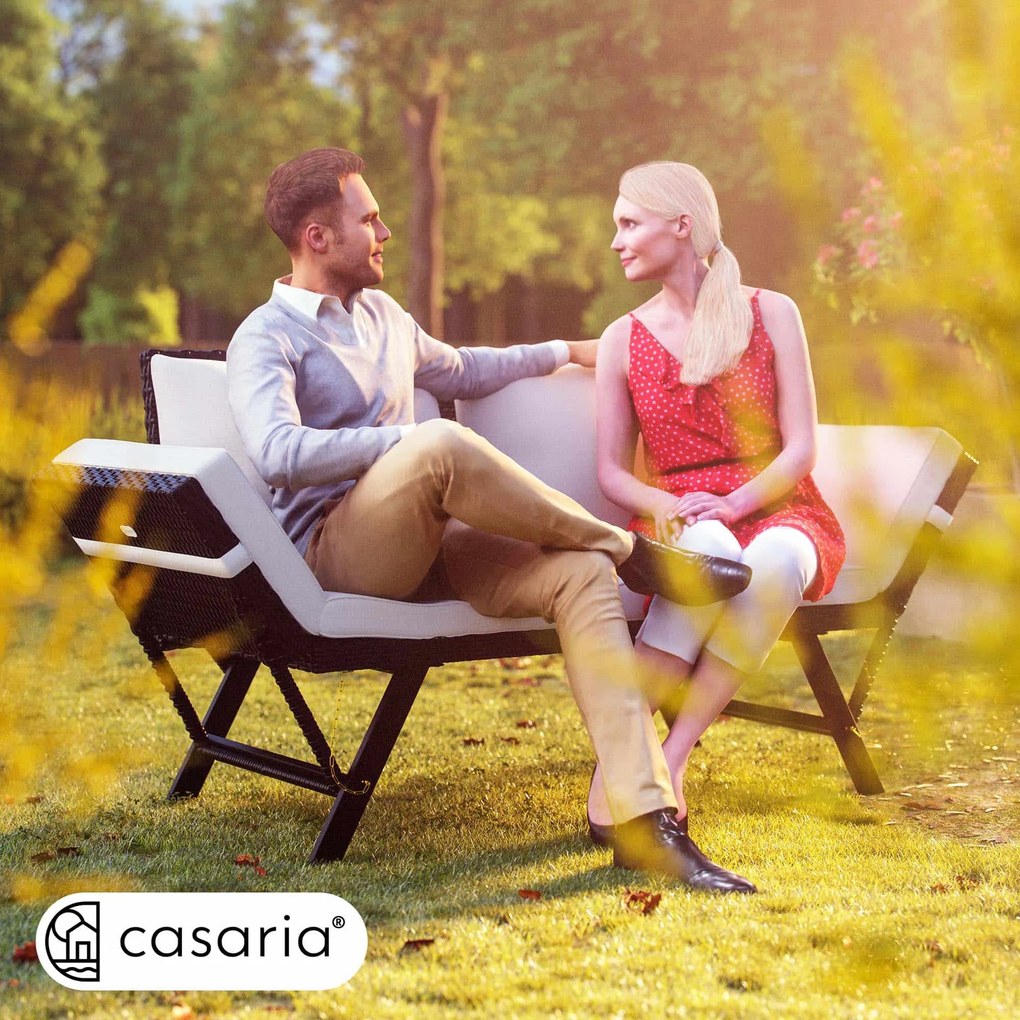 Casaria® Kerti rattan pad 176x56x81 cm - fekete