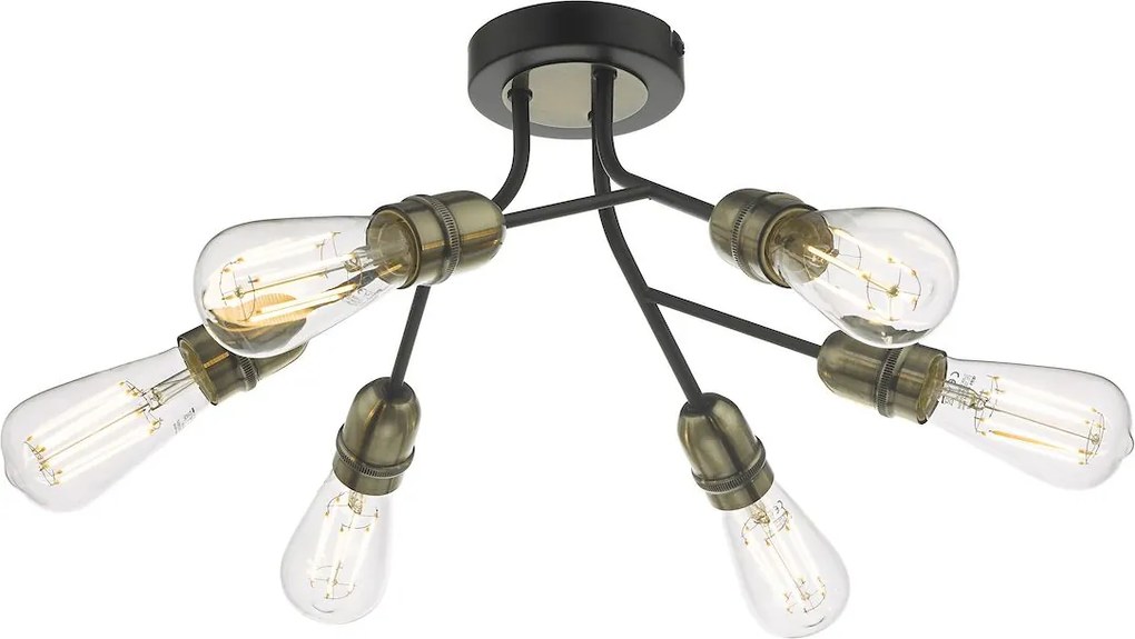 Dar lighting loft vintage mennyezeti lámpa remy antik sárgaréz fekete darrem0654