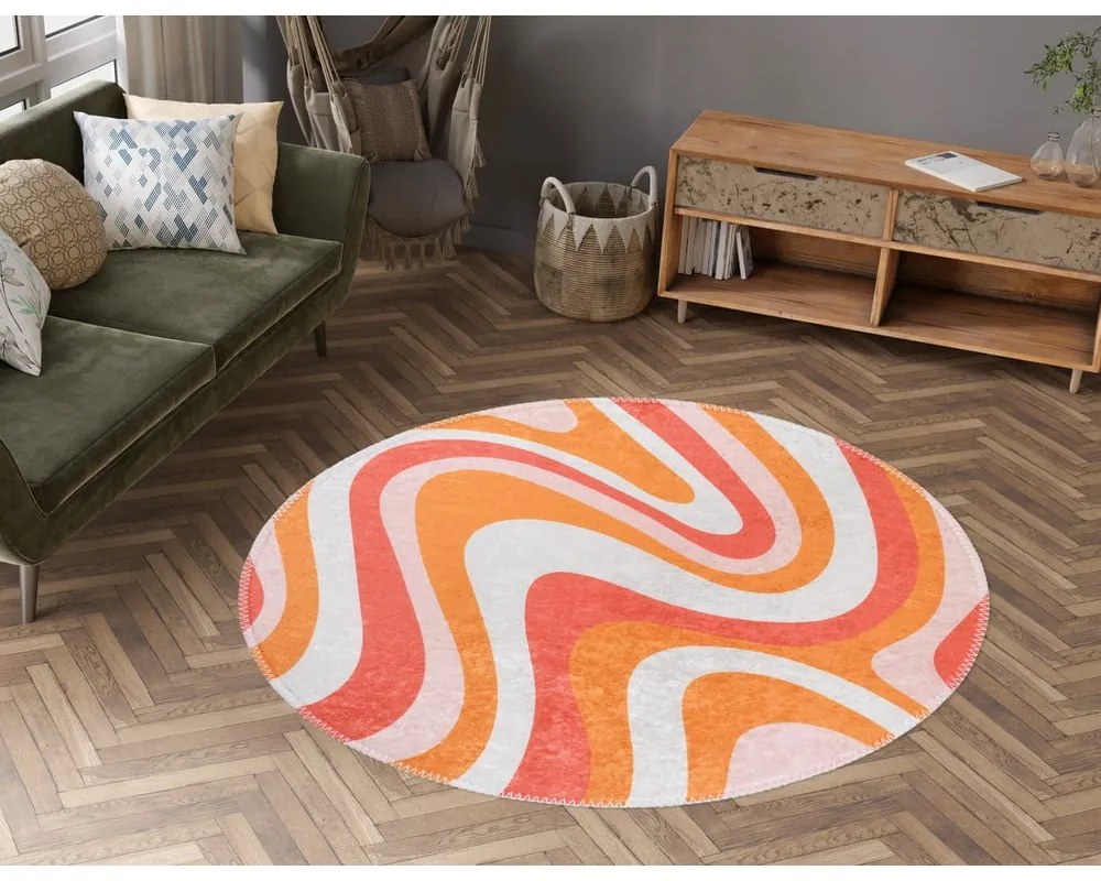 Narancssárga mosható kerek szőnyeg ø 100 cm Colors of Joy – Vitaus