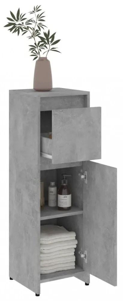 betonszürke szerelt fa fürdőszobaszekrény 30 x 30 x 95 cm