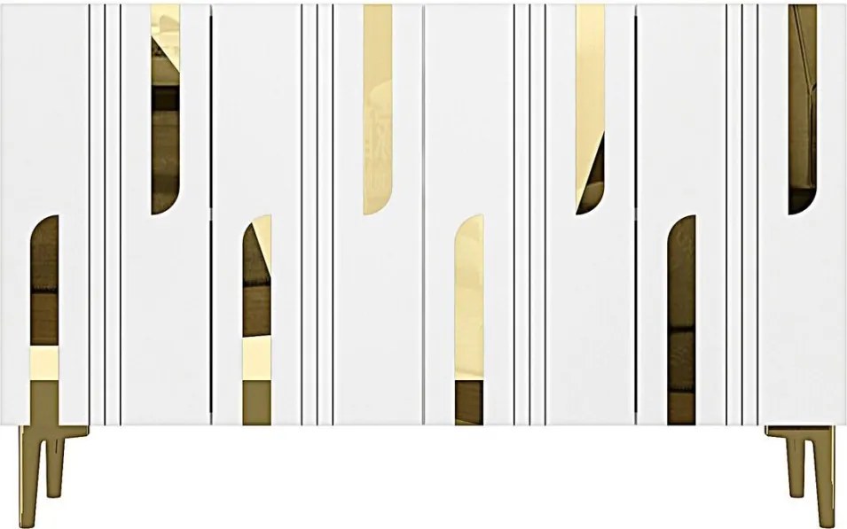 Nota komód, fehér-arany, 120 cm