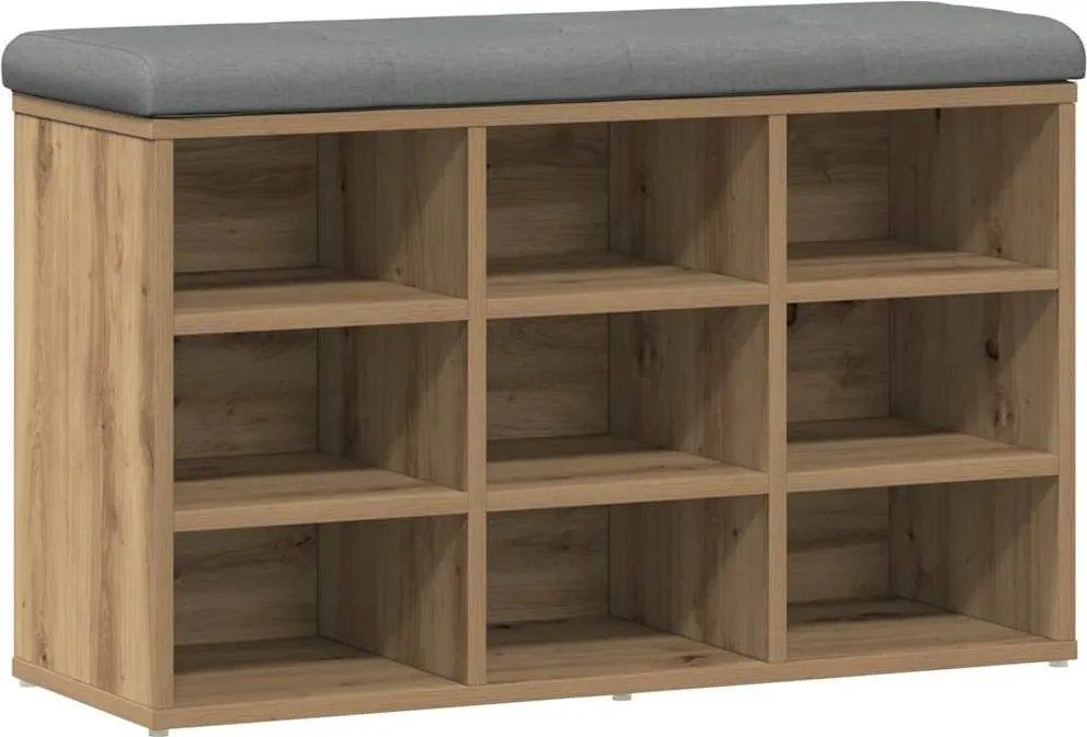 vidaXL kézműves tölgy szerelt fa cipőtároló pad 82x32x50 cm