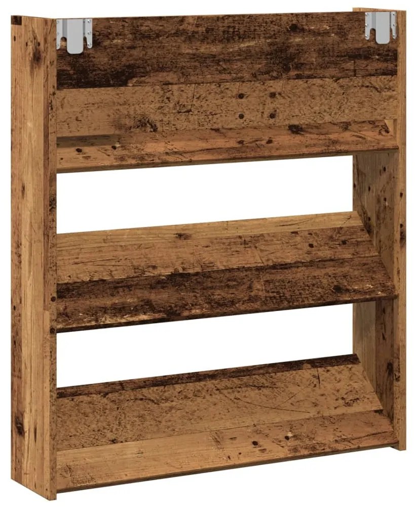 antik fa színű szerelt fa fali cipősszekrény 80 x 18 x 90 cm