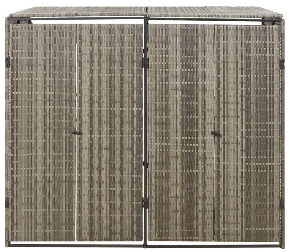 szürke polyrattan dupla kerekeskuka tárolófészer 140x80x117 cm