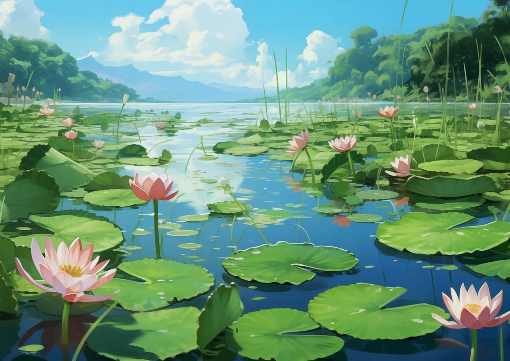 Poszter 59,4x42cm Idilli liliom tó