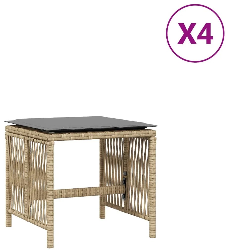 4 db vegyes bézs polyrattan kerti szék párnával 41 x 41 x 36 cm