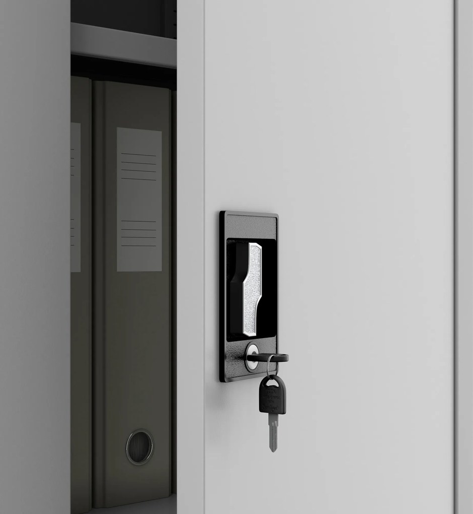 ALEX D600 szürke kulccsal zárható irattartó szekrény 450 x 1850 x 600 mm