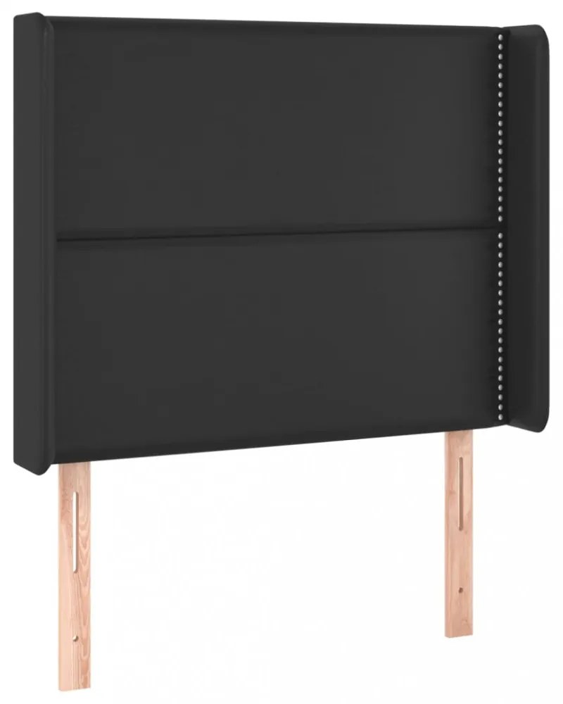fekete műbőr fejtámla szárnyakkal 83x16x118/128 cm