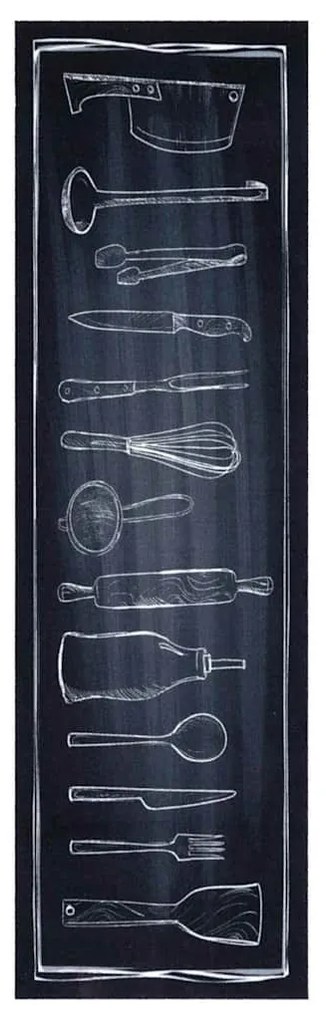 Konyhai szőnyeg Toile Fekete 150 x 45 cm Bársony