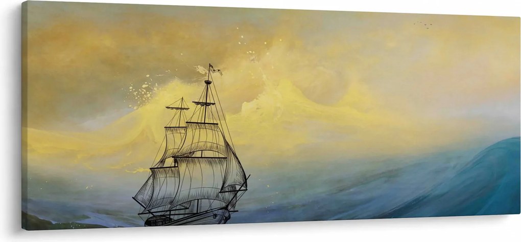 Kép - Egy hajó festménye a tengeren (120x50 cm)