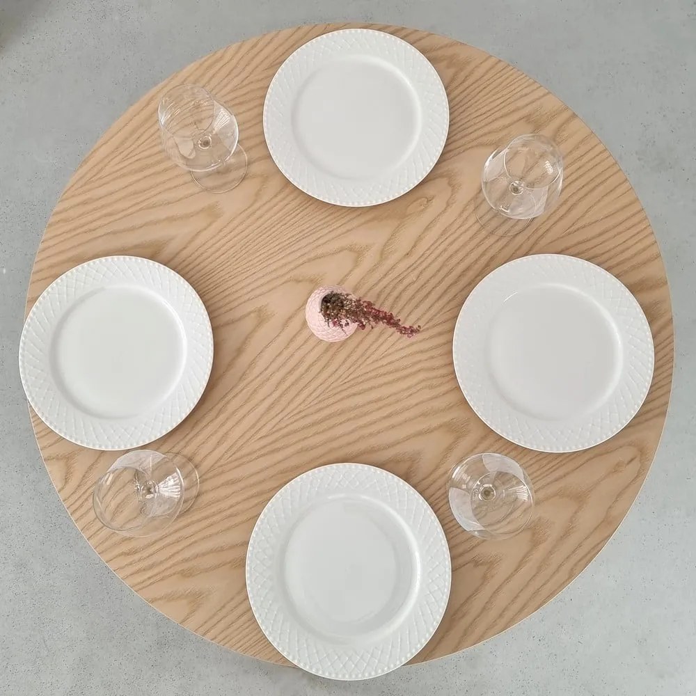 Kerek étkezőasztal kőrisfa dekoros asztallappal ø 90 cm Jubi – Ragaba