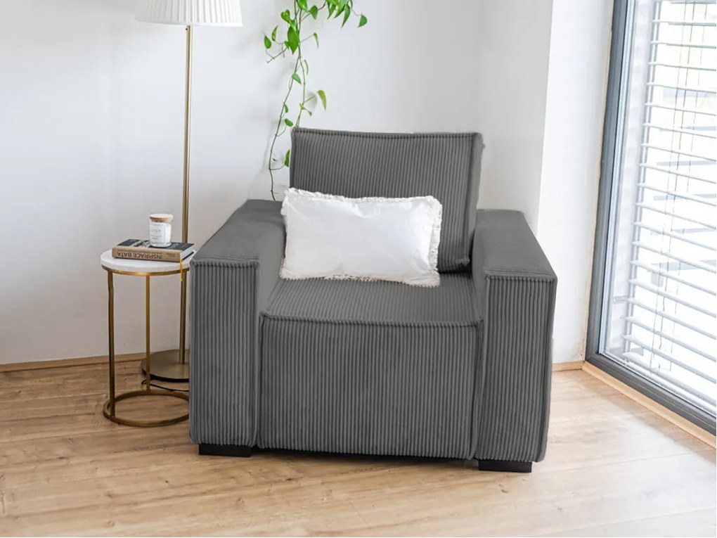 Fotel és ottomán SMART SET, sötétszürke